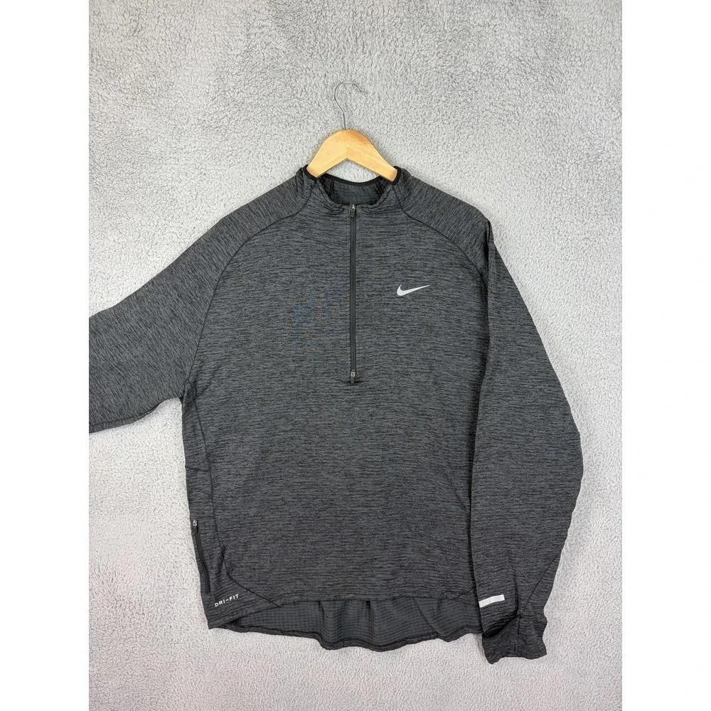 Nike Dri-FIT Pullover Mens 2XL Gray 1/4 Zip Long Sleeve Running Top Athletic Men
